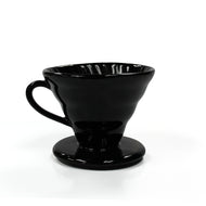 Cone Coffee Dripper, Two Cup, Black Ceramic